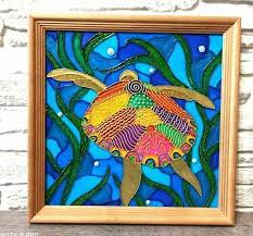 Stained Glass Painting Rainbow Turtle