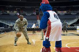Washington wizards mascot is seen during the game against. Wizards Salute Military
