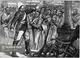 Indian Mutiny (Sepoy Mutiny) 1857-1859: Lt. De Kantzow at Mynpooree holding  the mutineering 9th Sepoys at bay for three hours until rescued by an  influential Indian., Wood engraving published London, c1880 - SuperStock