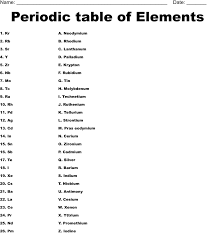 periodic table of elements worksheet