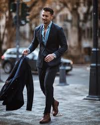 Charcoal Suit With Navy Pea Coat