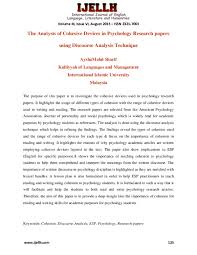 Pdf The Analysis Of Cohesive Devices In Psychology Research