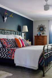 navy pink and orange bedroom