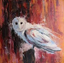 Owl Oil Painting On Canvas Palette