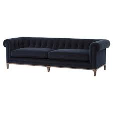 Dorian Mid Century Navy Velvet Tufted Sofa