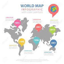 World Map Historic Year Data Flat Style Thematic Infographics