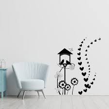 Birdhouse Wall Decal Flowers And