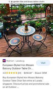 outdoor dining balcony mosaic table