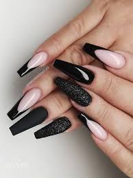 long black french v tips with sugar