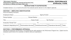 Employee Performance Appraisal Form Template Evaluations Forms Job