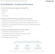 Perhaps it was the unique r. Quiz Worksheet The History Of The Internet Study Com