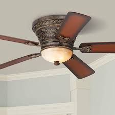 52 Ancestry Vintage Hugger Ceiling Fan With Light Led Dimmable Remote Control Golden Bronze Reversible Teak Walnut Blades For Living Room Kitchen Bedroom Family Dining Casa Vieja Amazon Com
