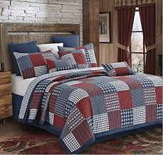 blocks red and blue patchwork quilt