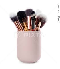 set of professional makeup brushes in