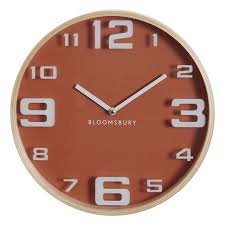 30cm Orange Wooden Retro Wall Clock