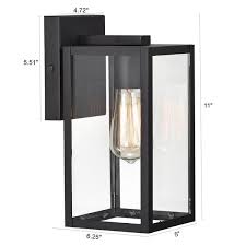 Tatahance 4 72 In W 1 Light Outdoor Matte Black Wall Sconce With Clear Glass