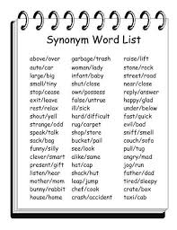 synonym word list in english english