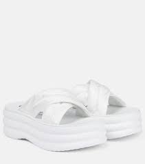 gg jacquard platform sandals in white