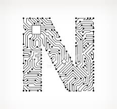 Letter N Circuit Board On White Background Stock Vector Freeimages Com