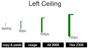 left ceiling symbol and codes