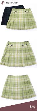 2 Gap M A Line Mini Skirt Green Blue Check Plaid Size 1 Fits
