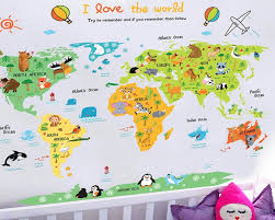 Animals World Map Wall Decal Decal