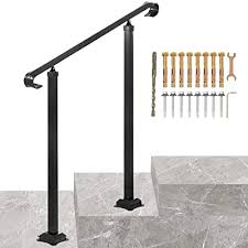 At fortin ironworks diy handrail, we offer high quality, striking wrought iron handrails that you can rely on. Buy Vevor Fit 1 Or 2 Steps Wrought Iron Handrail Outdoor Stair Railing Adjustable Front Porch Hand Rail Black Transitional Hand Railings For Concrete Steps Or Wooden Stairs With Installation Kit Online In