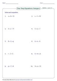One Step Equations Algebra Equations