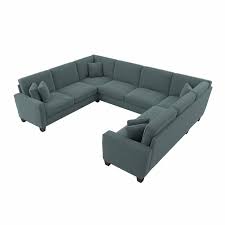 Bush Furniture Stockton U Shaped Sectional Couch 123w Charcoal Gray Herringbone