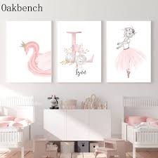 Decorating baby's room is a big part of planning for the new arrival — wall decals make it easy. Personalized Name Poster Ballet Girl Canvas Painting Nursery Wall Art Print Flower Swan Decoration Baby Room Wall Art Pictures Painting Calligraphy Aliexpress