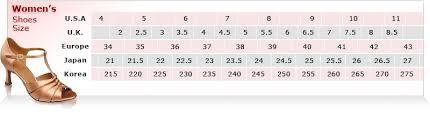 Dance Shoes Size Chart