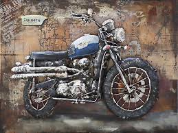 Rustic 3d Metal Motorcycle Wall Art For