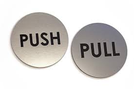 round engraved push pull door signs