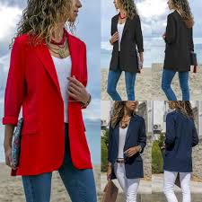 Hot Casual Slim Solid Suit Blazer Jacket Coat Outwear Womens
