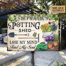 Personalized Garden Metal Sign Potting
