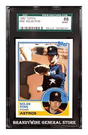 Each hobby box promises one autograph or relic per box and jumbo boxes contain one autograph and two relics. 1983 Topps Nolan Ryan Baseball Card Brandywine General Store