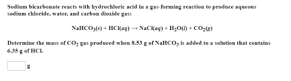 solved sodium bicarbonate reacts with
