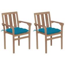 Patio Chairs 2 Pcs With Light Blue