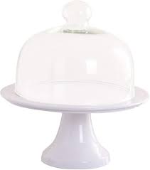 Numb Ceramic Cake Stand With Glass Dome