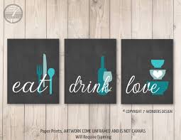 Kitchen Wall Art Print Set Eat Drink