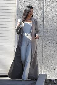 Kourtney Kardashian Grey Trench Coat