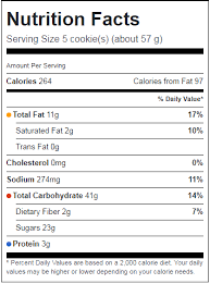 5 oreo cookies nutrition facts