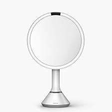 Amazon Com Simplehuman 8 Round Sensor Makeup Mirror With Touch Control Brightness 5x Magnification Rechargeable And Cordless White Stainless Steel
