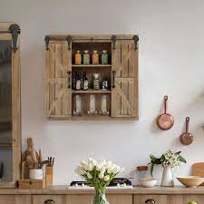 Luxenhome Wood Farmhouse Storage Wall