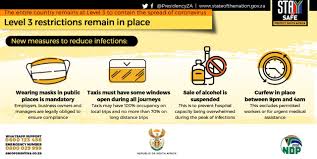 Of course, the south african authorities have certain travel restrictions and limitations in place to ensure the safety of south african citizens and everyone in the country. Department Of Health On Twitter Level 3 Restrictions Remain In Place Cyrilramaphosa Cyrilramaphosa Covid19 Coronavirussa