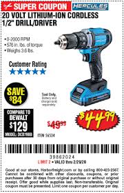Diagrams within this manual may not be drawn proportionally. Hercules 20v Lithium Cordless 1 2 In Compact Drill Driver For 44 99 Harbor Freight Coupons