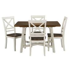 Includes table and six dining chairs. 19082 In By Standard Furniture In Berwick Pa Amelia Dining Table And Four Chairs Set Light Brown Top With Distressed White Base