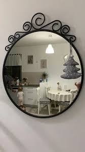 Decorative Round Iron Wall Mirror With