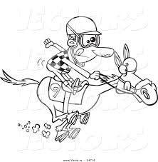 What color horse would you want? Vector Of A Cartoon Jockey Man Racing A Horse Outlined Coloring Page By Toonaday 24716