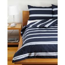 Hudson Stripe Navy Double Bed Quilt
